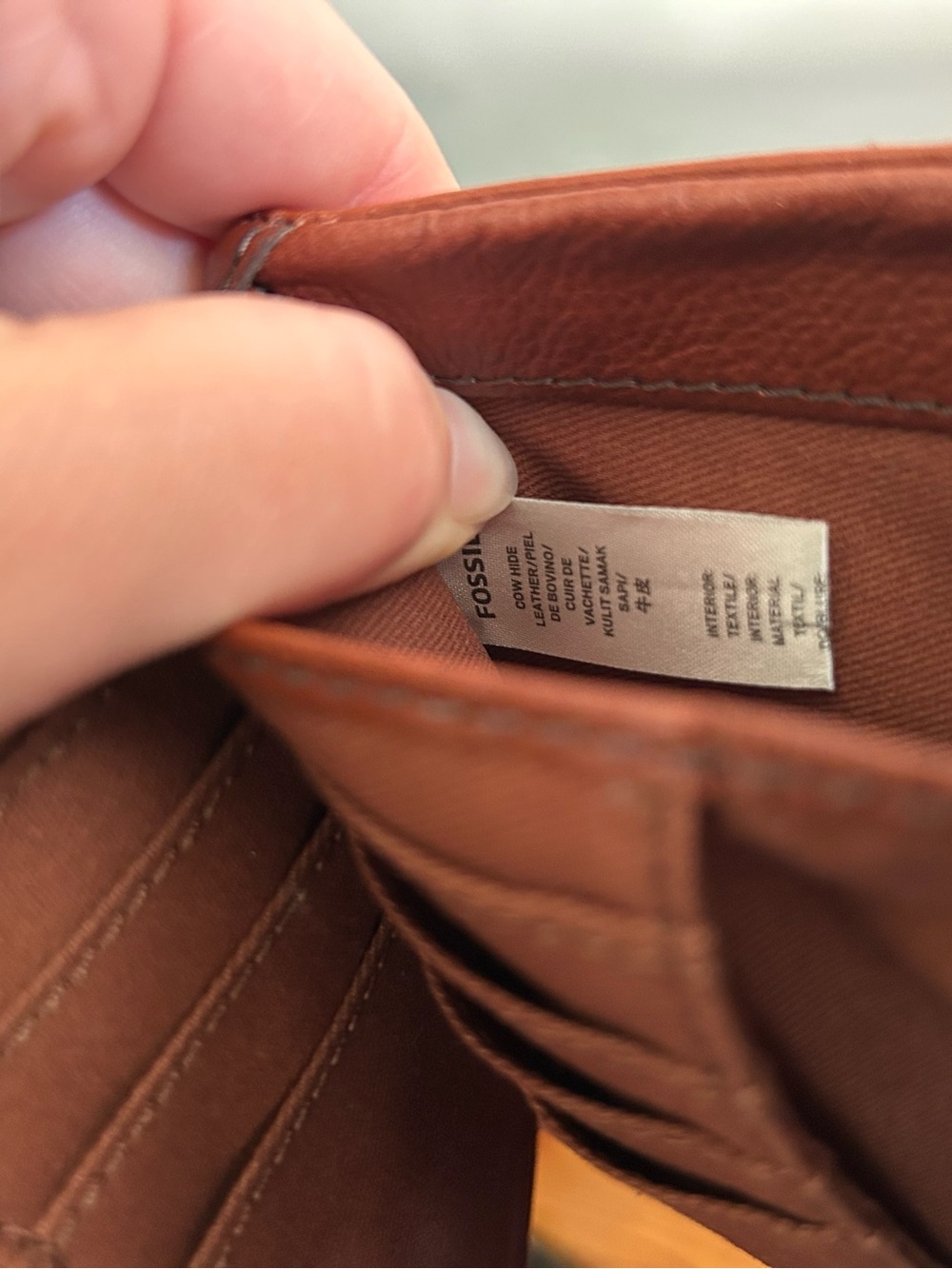 Fossil Brown Leather Zip Card Wallet - Picture 6 of 8